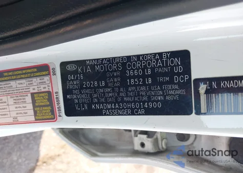 2017 Kia Rio Lx from USA, damaged, VIN KNADM4A30H6014900